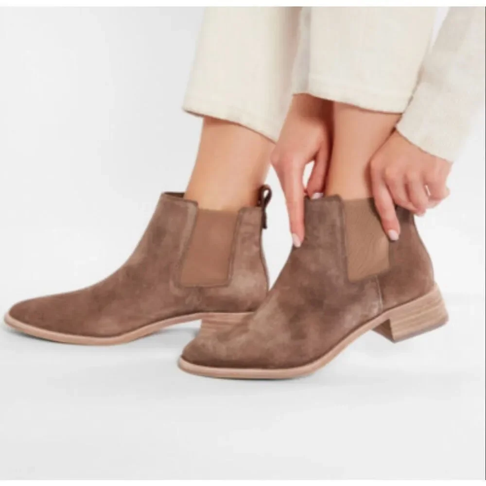 Tory Burch Chelsea Casual 35MM Suede Bootie | Tan in 7.5
